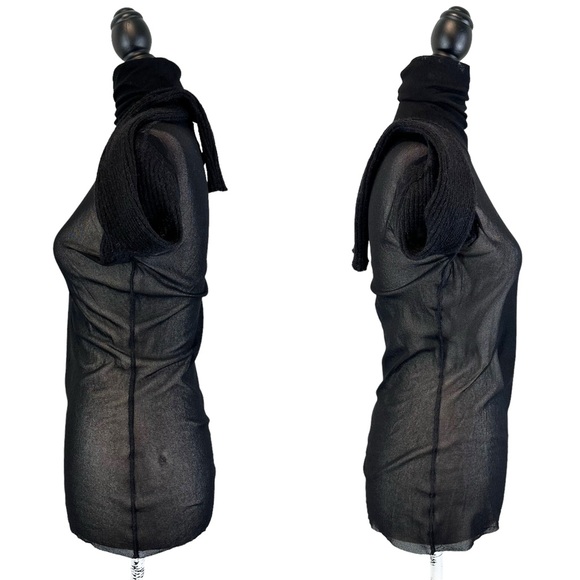 Vintage Jean Paul Gaultier Mesh Turtleneck Top BLACK Alpaca Sweater Sleeve, XL - Picture 9 of 16